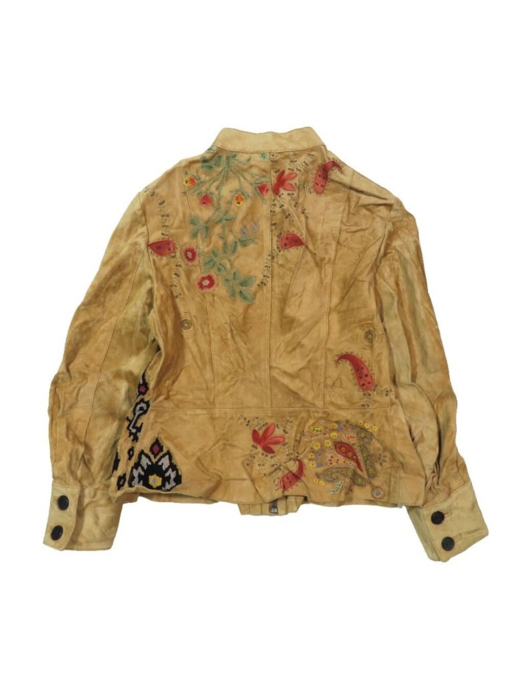 Dior Suede Cowhide Cow Leather Jacket Floral Patch 40 Beige - Picture 3 of 8